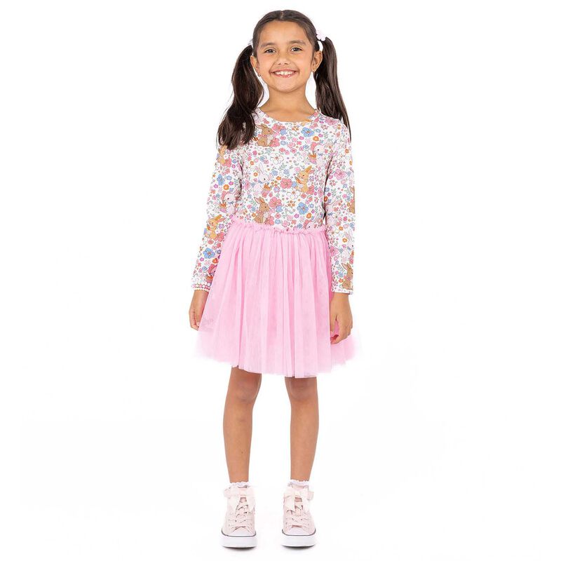 Rock Your Baby Ditsy Bunny Long Sleeve Circus Dress image number 0
