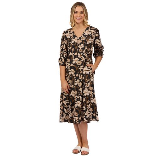 Vassalli V Neck Dress With Elbow Length Sleeve