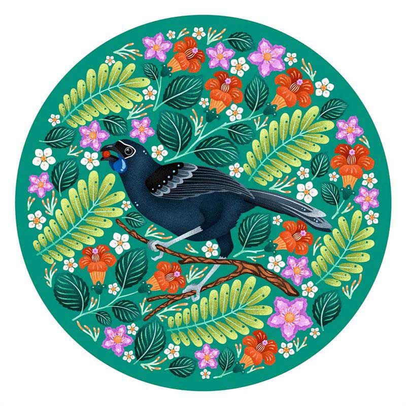 North Island Kokako Round 1000 Piece Puzzle image number 1
