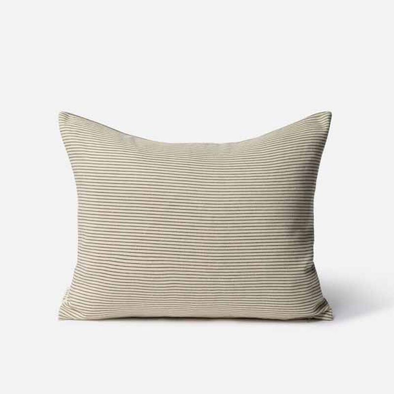 Città Reversible Pinstripe Cushion Cover 50x40cm - Ivy/Coconut image number 1