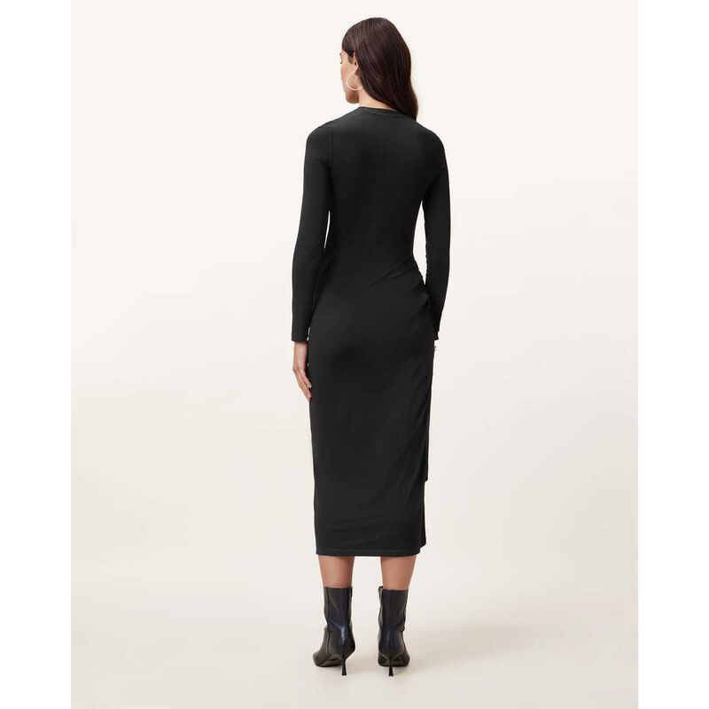 AllSaints Rivi Draped Long Sleeve Midi Dress image number 1