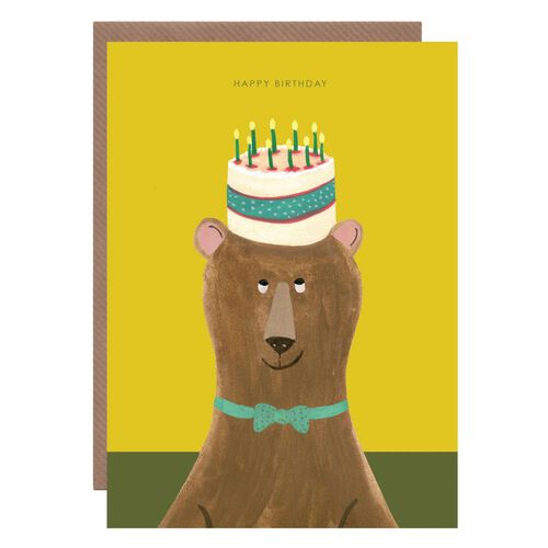 Happy Birthday Cake On a Bear Card