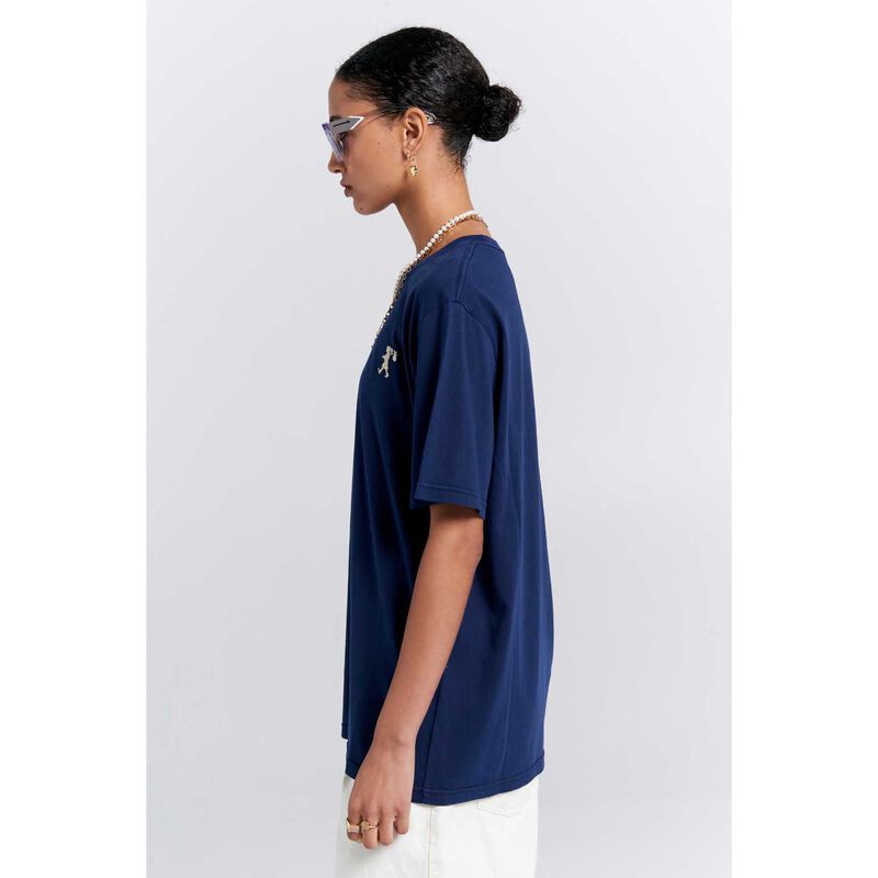 Karen Walker Embroidered Runaway Girl Classic Organic Cotton T-Shirt image number 2