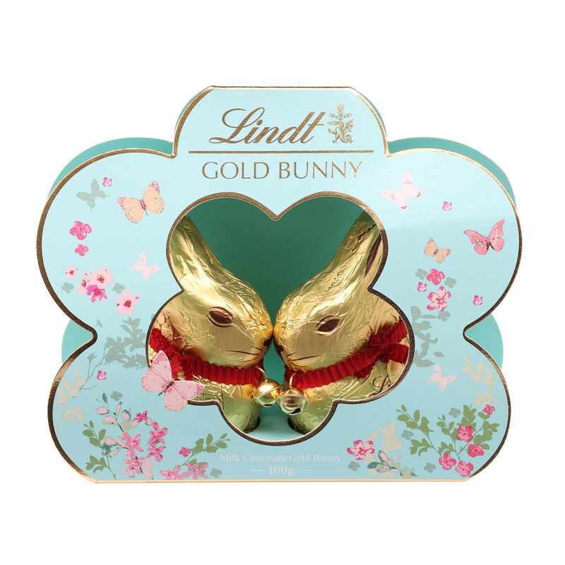 Lindt Twin Gold Bunnies in Flower Box 100g image number 0