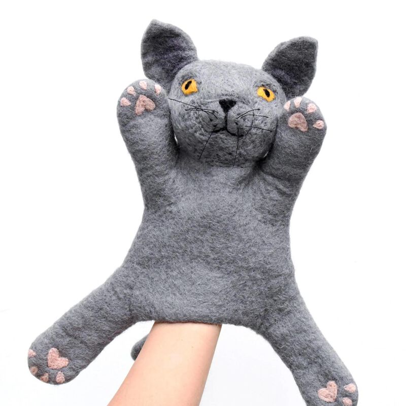 Tara Treasures Hand Puppet - British Shorthair Grey Cat image number 0