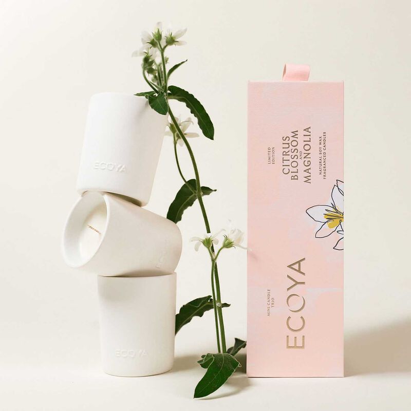 ECOYA Limited Edition Citrus Blossom & Magolia Mini Ceramic Candle Trio Set image number 1