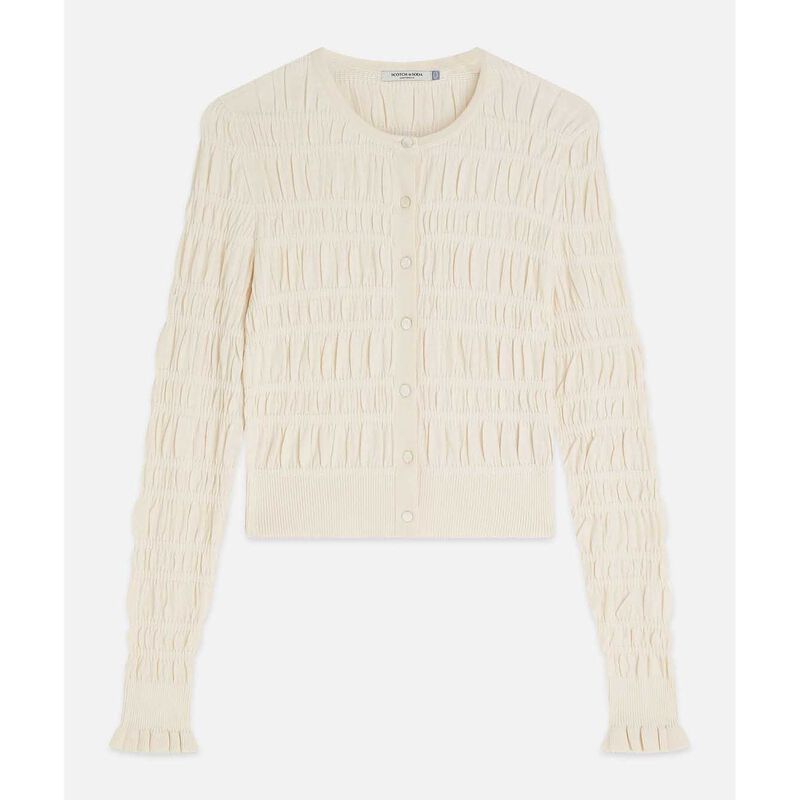 Scotch & Soda Smock Stitch Crew Neck Cardigan image number 2