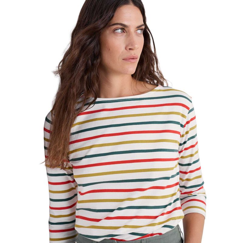 Seasalt Cornwall Sailor Top Tri Breton Orange Coral image number 0