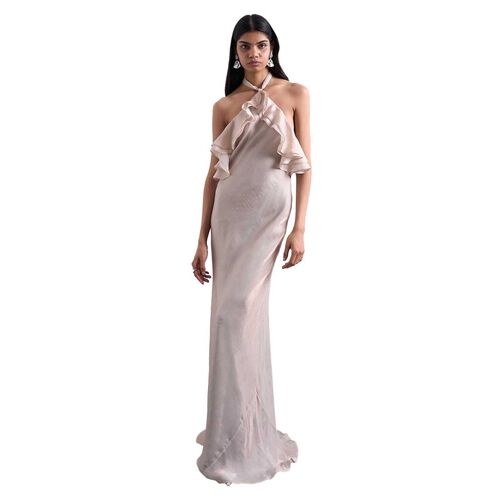 TOPSHOP Liva Sleeveless Halterneck Maxi Dress