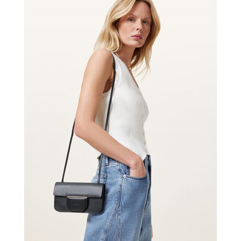 AllSaints Ann Leather Crossbody Wallet Bag image number 2