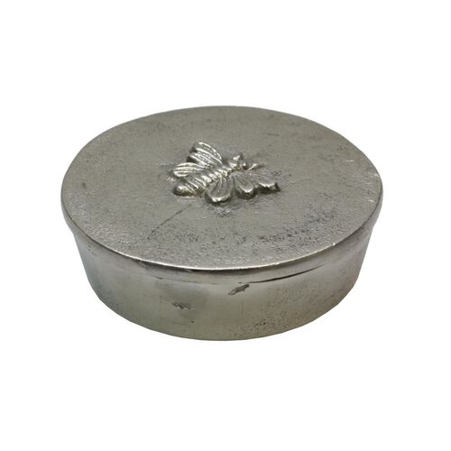 French Country Pack 3 Round Silver Box with Bee Design
