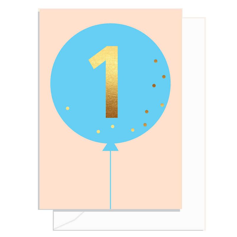 Elm Paper 1st Birthday Balloon Blue Card image number 0