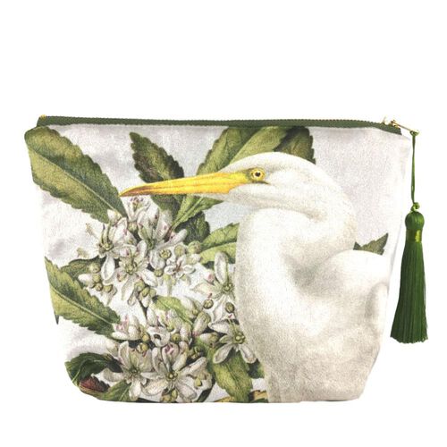 Birds & Botanicals Heron Velvet Cosmetic Bag