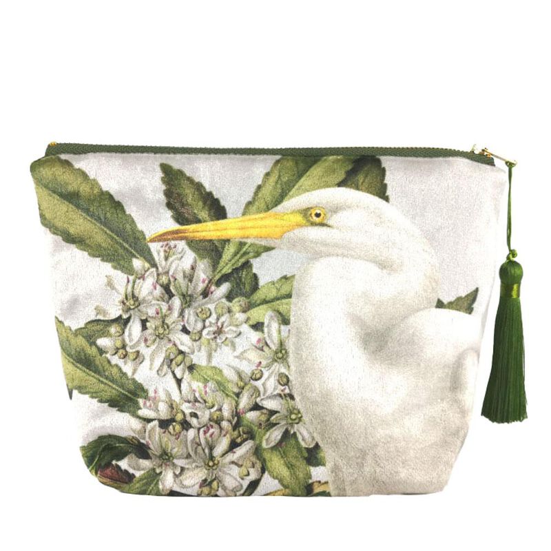 Birds & Botanicals Heron Velvet Cosmetic Bag image number 0