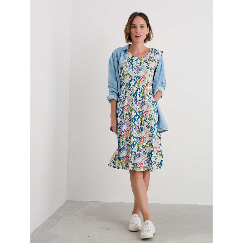 Seasalt Cornwall Enor Dress Studio Floral Chalk image number 3