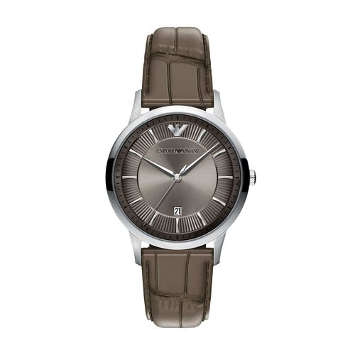 Emporio Armani Archetipo Three-Hand Date Gray Leather Watch