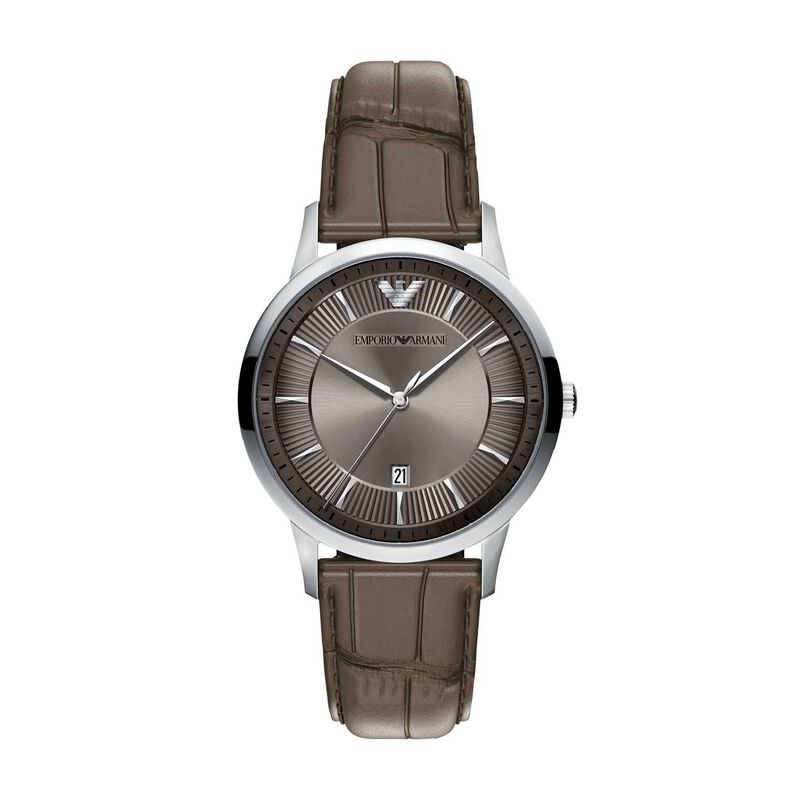 Emporio Armani Archetipo Three-Hand Date Gray Leather Watch image number 0