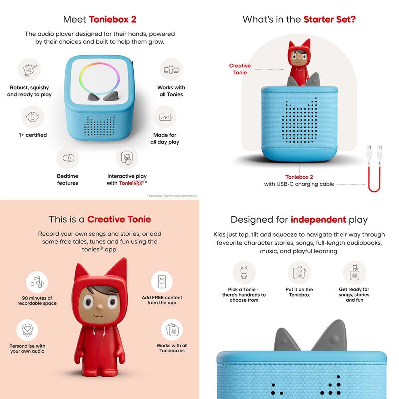 tonies Toniebox 2 - Sky Blue Starter Set - Creative Tonie Rubie image number 2