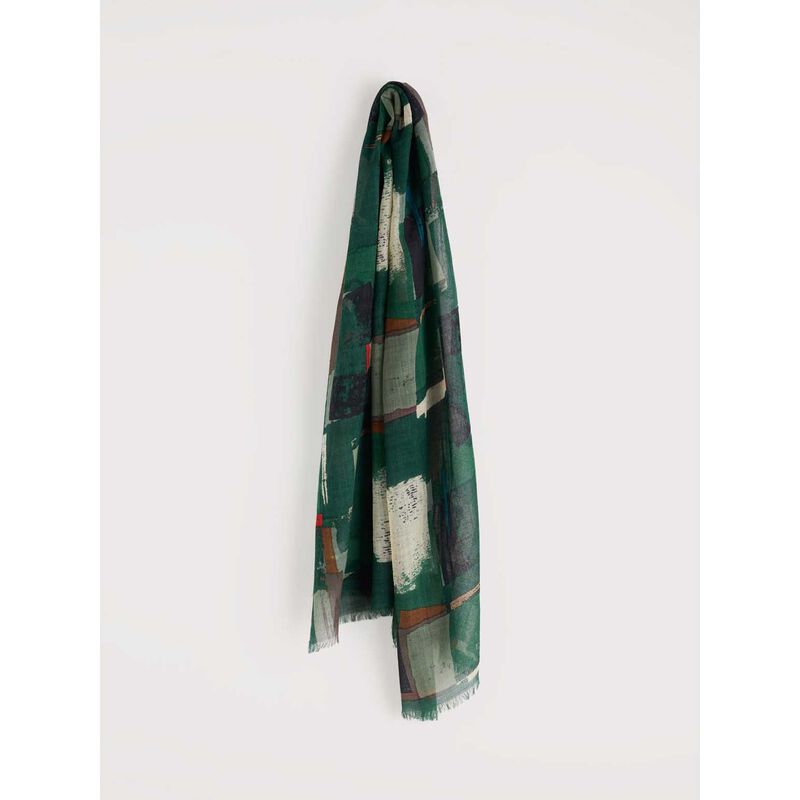 Seasalt Cornwall Pretty Printed Scarf Aerial Field Coppice image number 3