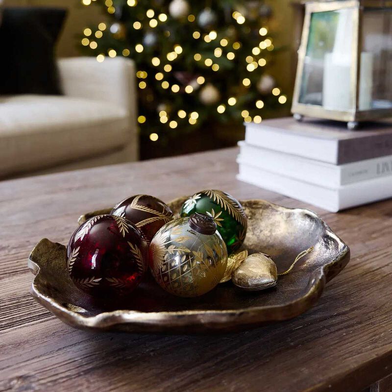 French Country Amina Glass Bauble Red/Gold image number 1