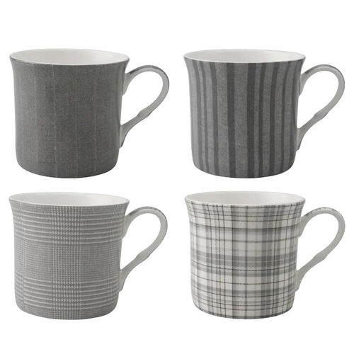 Premium Bone China Mug Set 4 Grey
