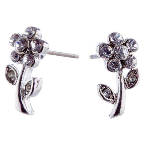 Charm Silver Daisy with Crystals