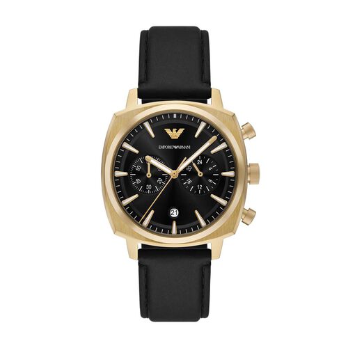 Emporio Armani Chronograph Black Leather Watch AR11690