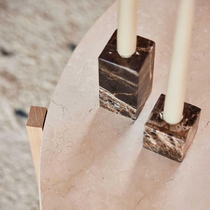 OYOY Savi Square Marble Candle Holder Low - Choko image number 1