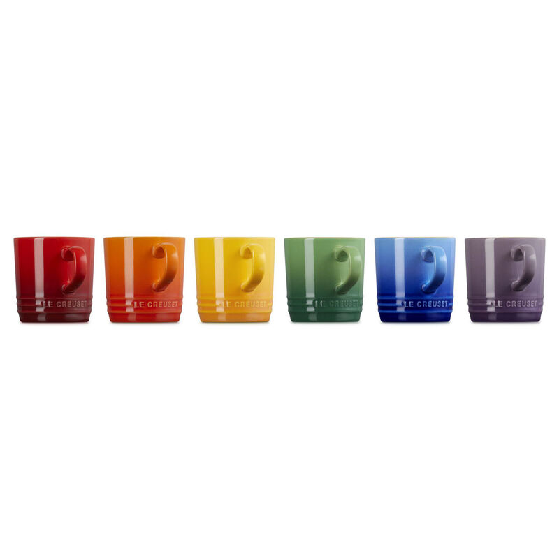 Le Creuset Stoneware Rainbow Set of 6 Cappuccino Mugs 200ml image number 1