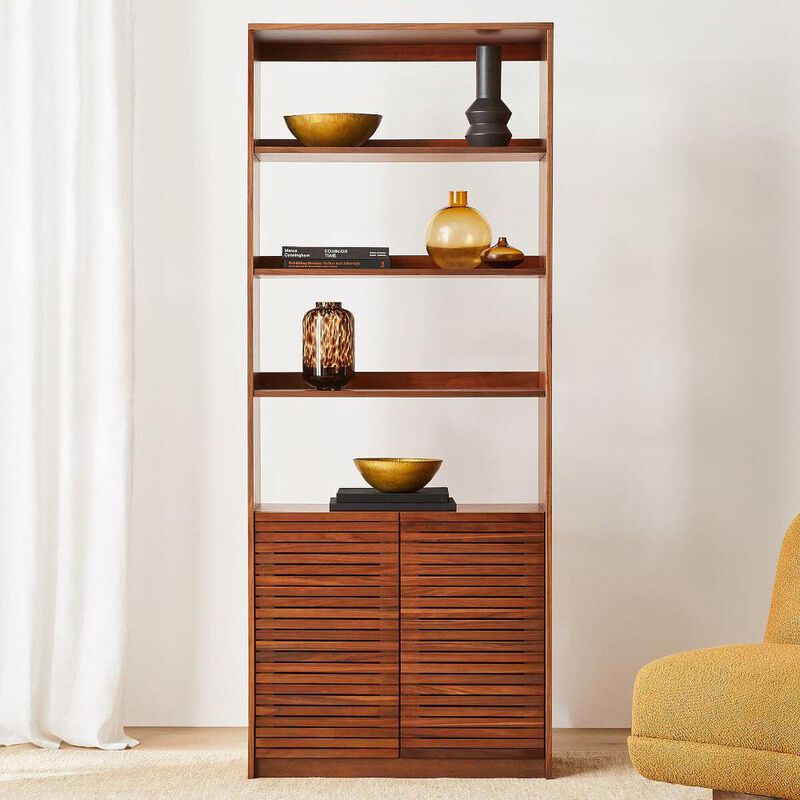 West Elm Bryce Wide Open & Closed Shelving Cool Walnut image number 3