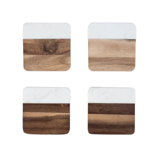 Marble & Acacia Coaster Set By Twine®