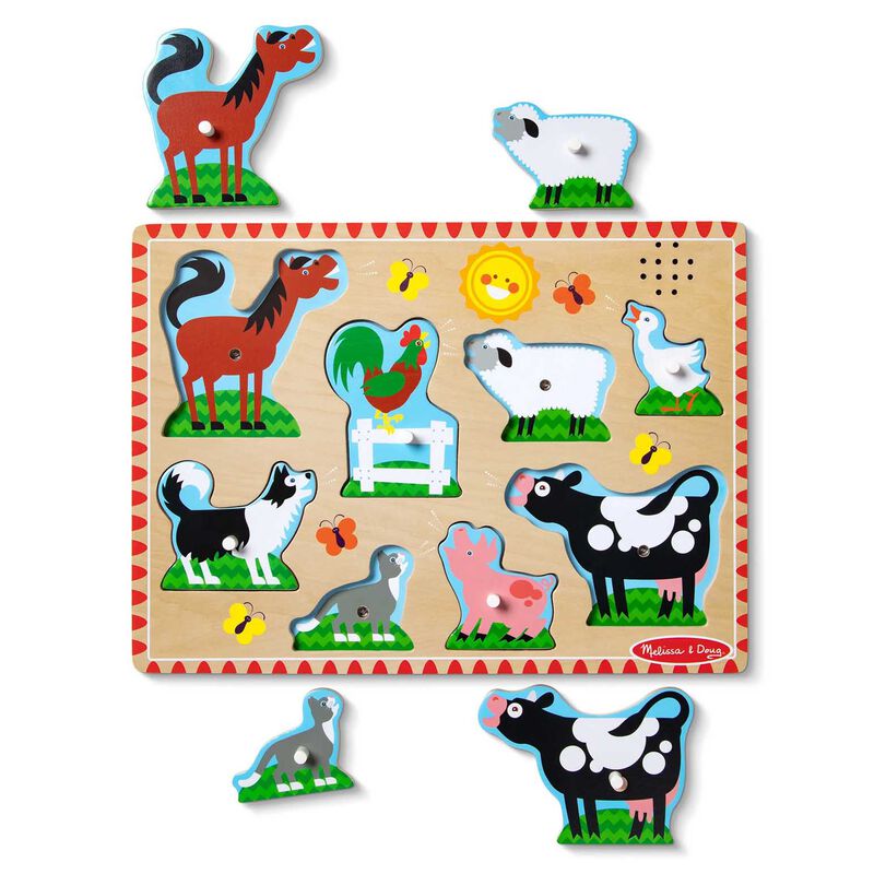 Melissa & Doug Farm Animals Sound 8-Piece Puzzle image number 1