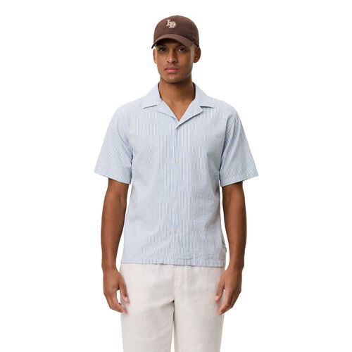 Les Deux Lukas Stripe Cotton Linen SS Shirt