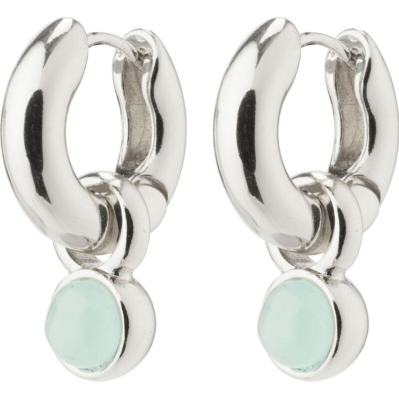 Pilgrim Evah Recycled Blue Hoop Earrings Silver Plated image number 0