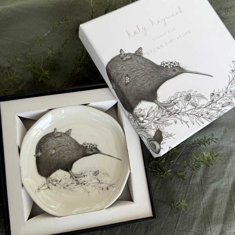 Katy Hayward Trinket Dish - Walking With Aroha - Brown Kiwi image number 1