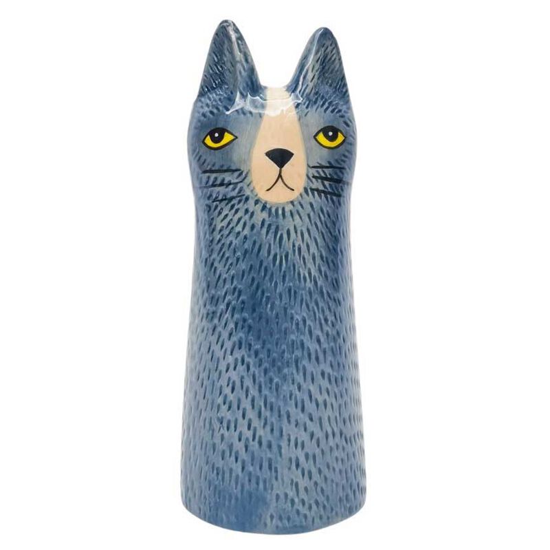 Urban Products Bailey Cat Vase Blue 15cm image number 0