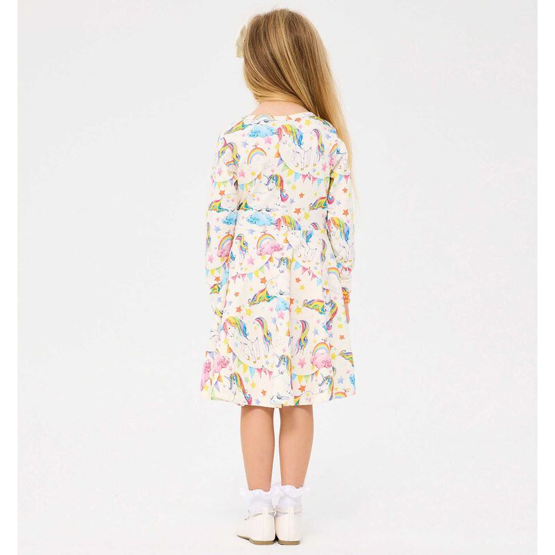 Rock Your Baby Unicorn Flags Long Sleeve Waisted Dress image number 2