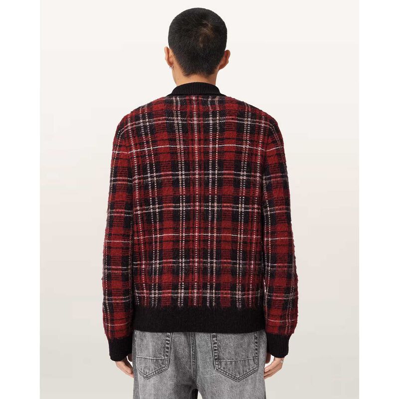 AllSaints Nettle Jacquard Plaid Cardigan image number 1