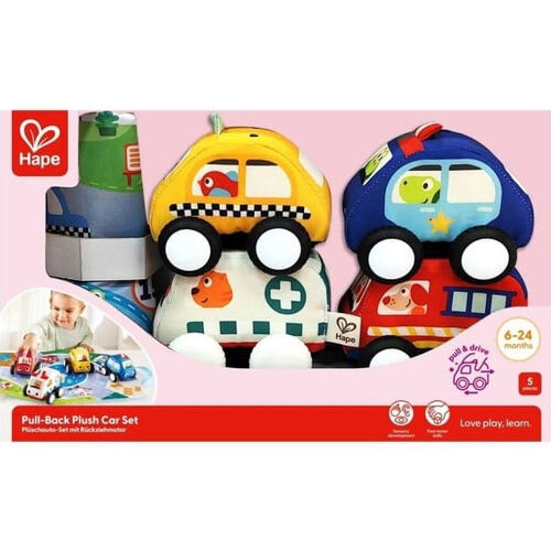 Hape Pull-Back Plush Car Set