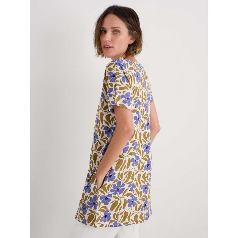 Seasalt Cornwall Ocean Gaze Tunic Leafy Floral Chalk Pear image number 1