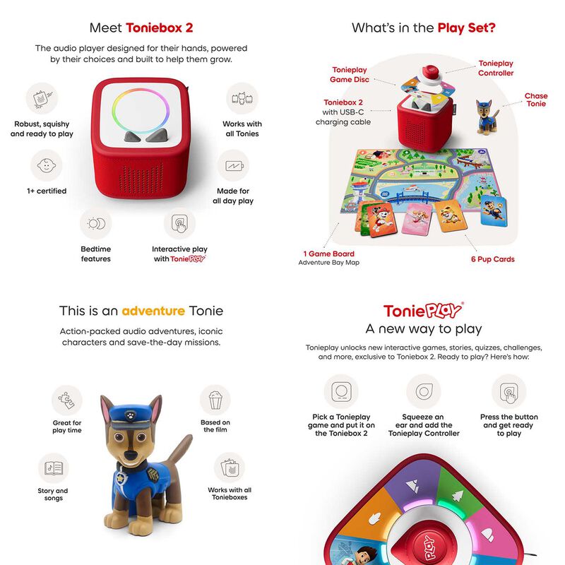 tonies Toniebox 2 - Sunset Red Play Set - PAW Patrol Chase image number 2