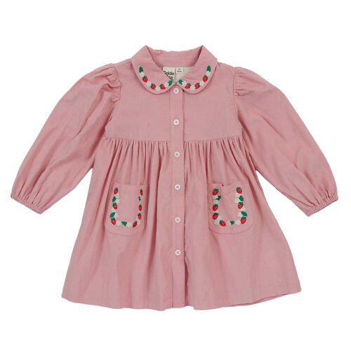 Goldie + Ace Wild Strawberry Corduroy Collar Dress 3-5Y