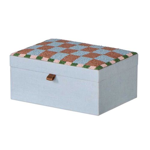 Emporium Ruby Beaded Check Multicoloured Jewellery Box