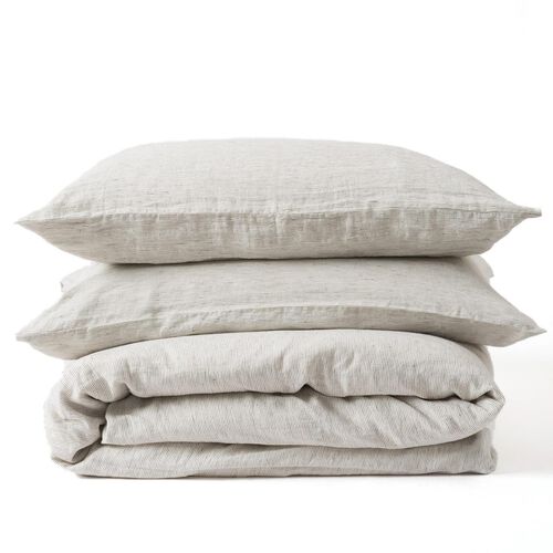 Citt&agrave; Pinstripe Linen Duvet Cover Pepper/Chalk Super King 265x210cm