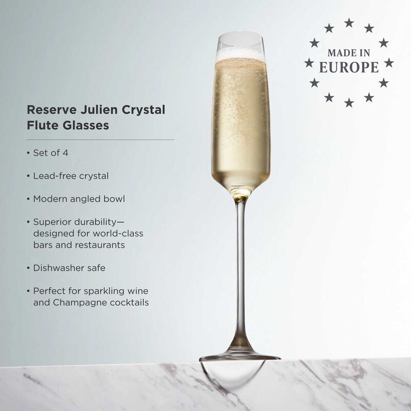 Viski Reserve Julien Crystal Flute Glasses, Set of 4 image number 2