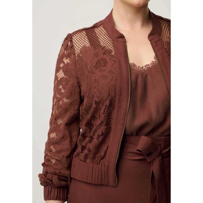 OnceWas Solene Placement Lace Bomber image number 2