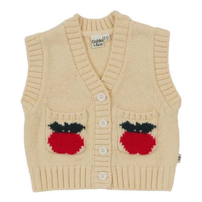 Goldie + Ace Apple Pocket Knit Vest 3-5Y image number 0