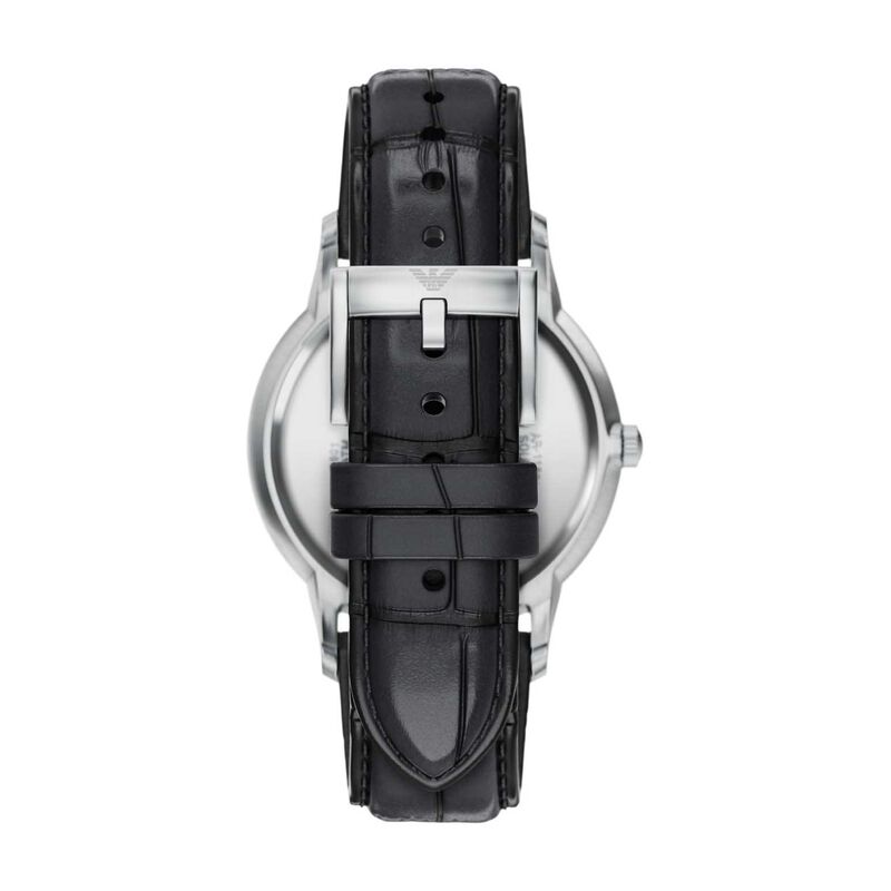 Emporio Armani Archetipo Three-Hand Black Leather Watch image number 1