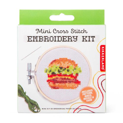 Kikkerland Mini Cross Stitch Embroidery - Burger