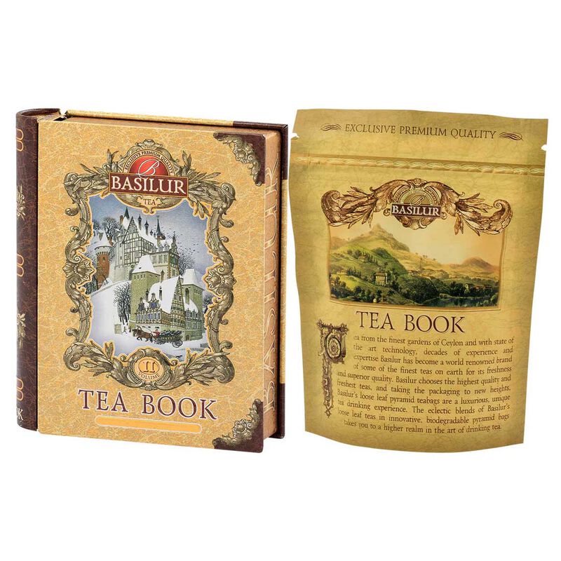 Basilur Mini Tea Book Tin Pyramid Teabags Vol 2 - Black Tea Papaya Cinnamon image number 1